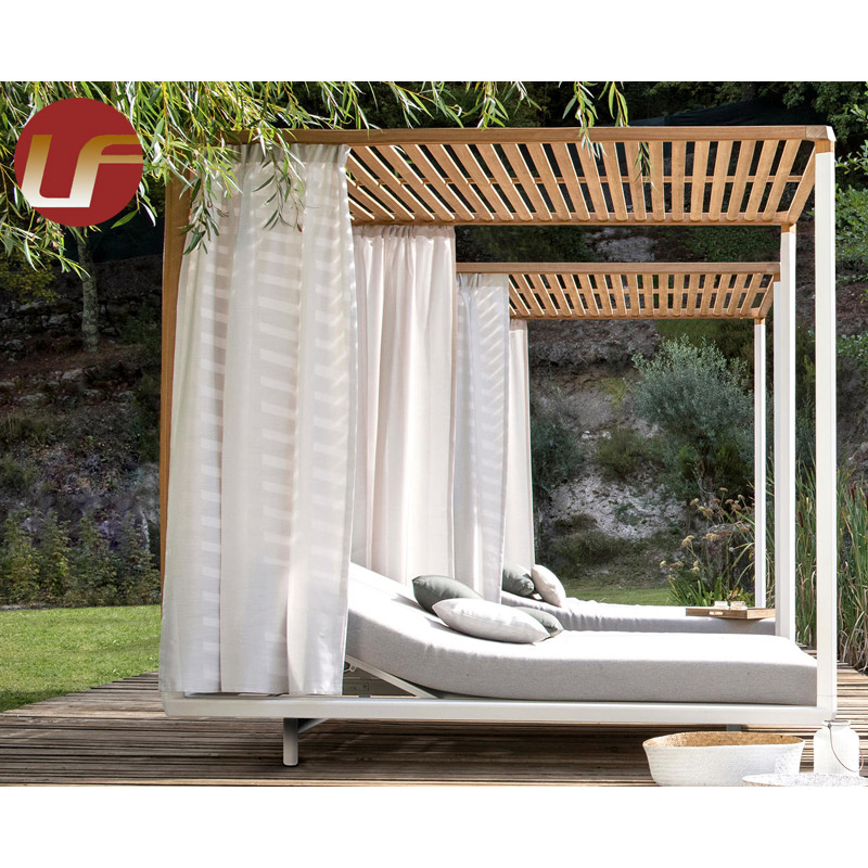 Most Popular Outdoor Furniture Rattan Daybed with Canopy Sun Bed Lounge Rattan Bed Wicker Cabana No Curtain