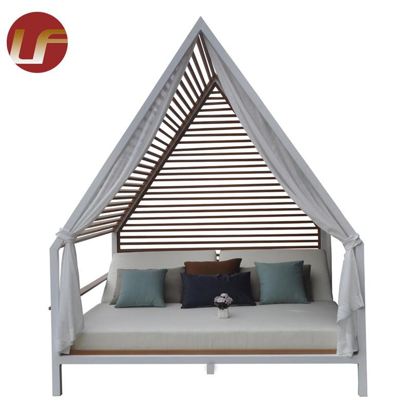 Triangle Shape Wicker Daybed Outdoor Sun Bed Patio Chaise Lounge Daybed Garden Furniture Rattan Day Bed